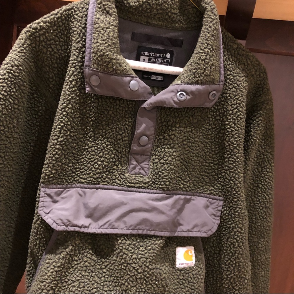 Carharrt winter jacket relaxed fit Sherpa style half button up w double pockets